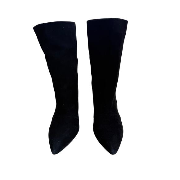 👢 1.STATE Black Leather Suede Wedge Boots Women’s Size 8.5 Pointed Toe - Picture 2 of 7